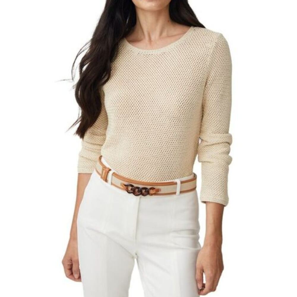 J. McLaughlin Donna Sweater XL Linen Cotton Lightweight Coastal Minimalist New